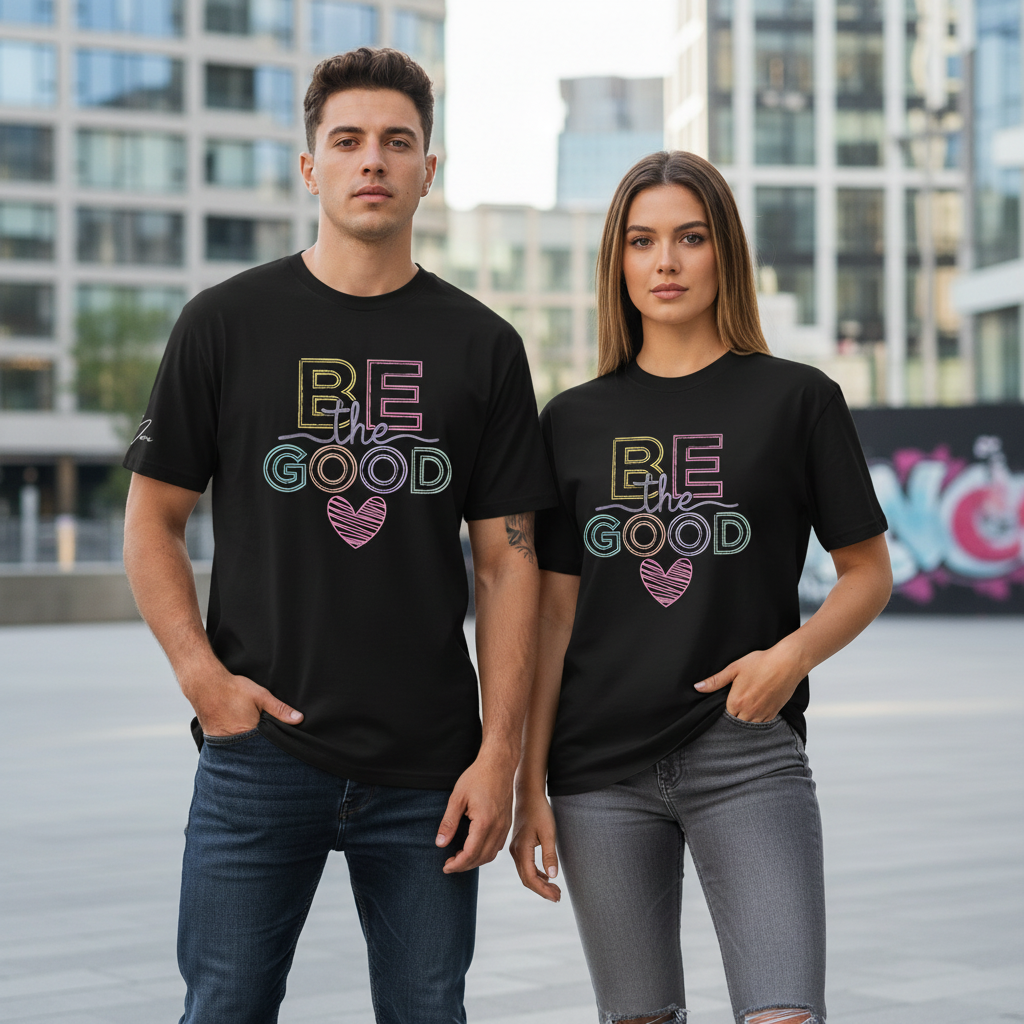 Oversized Bio-T-Shirt „Be Good“ | Schwarz & Weiß