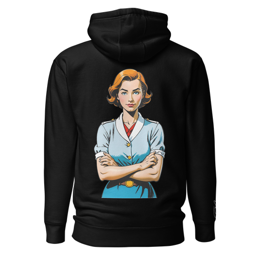 Rückseite Hoodie mit Print einer Frau