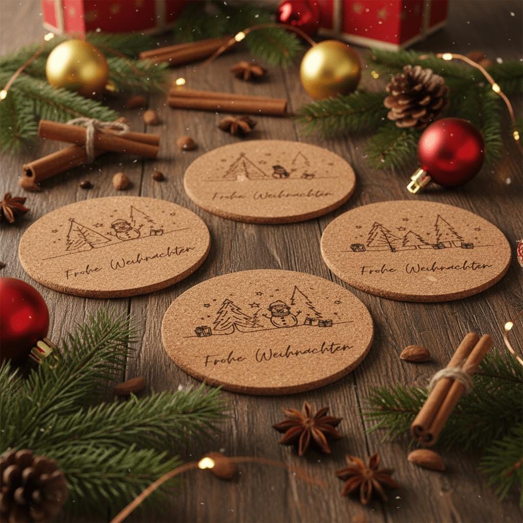 Weihnachtlicher Untersetzer aus Kork - Untersetzer - flyliving